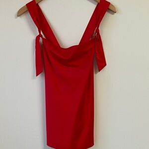 Red Sleeveless Dress with Bow Straps